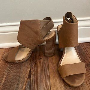 Tan Vince Camuto Suede Block Heels from REVOLVE. Size 6.5